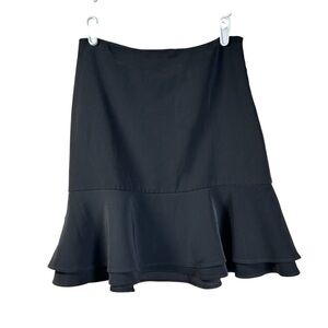 White House Black Market Black Ruffled Trumpet Skirt Black Size 0